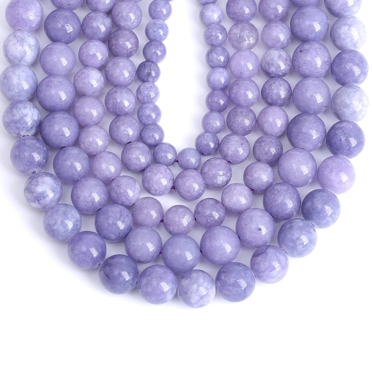 Lavender Purple Chalcedony Natural Stone Beads Gems Round Loose Beads Jewelry Making DIY Bracelet Necklace Accessory 1 Strand 45PCS 8MM 15"