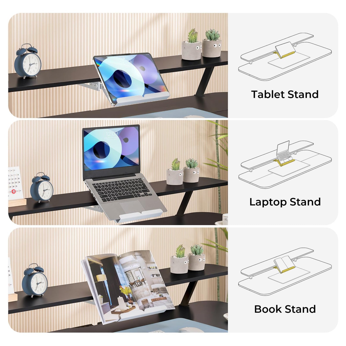 COMHOMA Electric Standing Desk with Drawers, 55 x 24 Inch Sit Stand up Desk with Monitor Stand, Laptop Stand, Height Adjustable Home Office Computer Desks with Memory Preset Controller (Ebony Black)