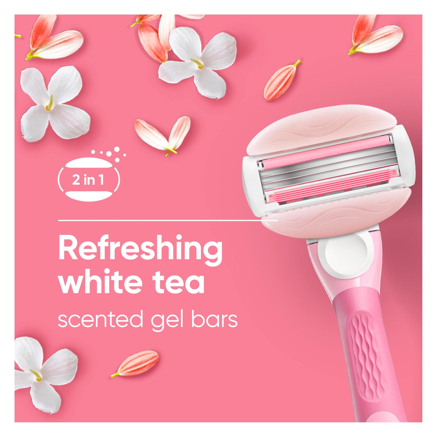 Gillette Venus ComfortGlide White Tea Women's Razor Refills, 4 Refill Cartridges, Fits Venus Reusable Razor Handles, 3-Bladed with Built-in Shave Gel Bars