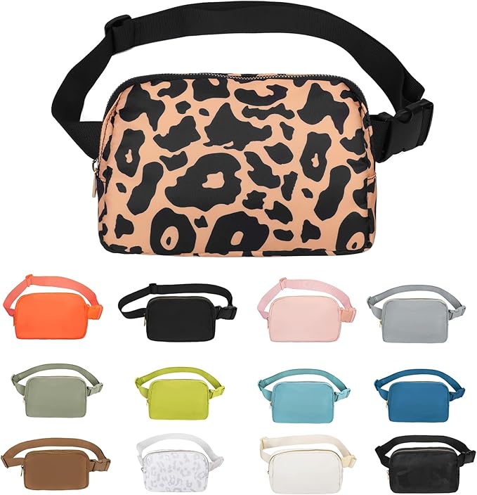 VOROLO Fanny Pack For Women And Men Crossbody Bag Belt Bag with Adjustable Strap Graduation Gifts Leopard Yellow