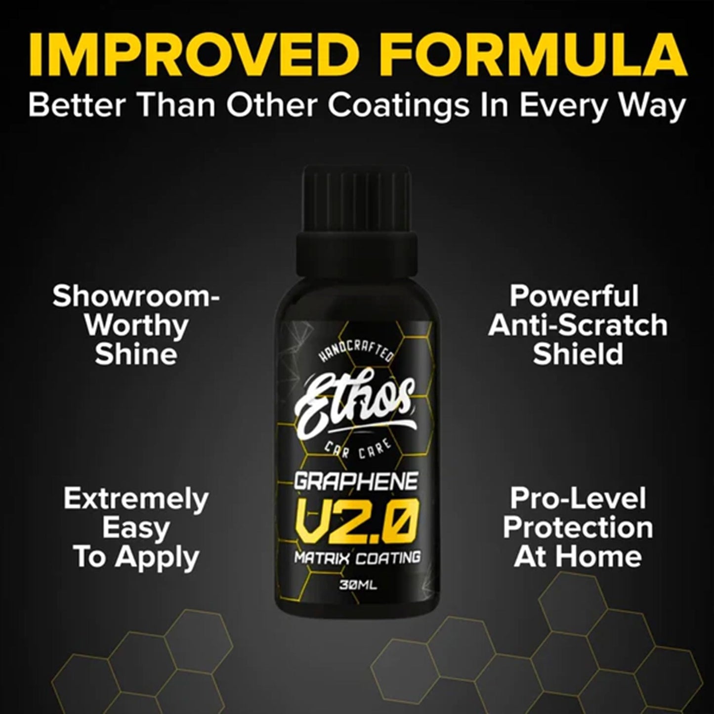 Ethos Handcrafted Car Care Graphene Matrix Coating with Applicator - Graphene Ceramic Coating | 5+ Years of Protection | Incredible Hydrophobic - Revolutionary Graphene Nanotechnology