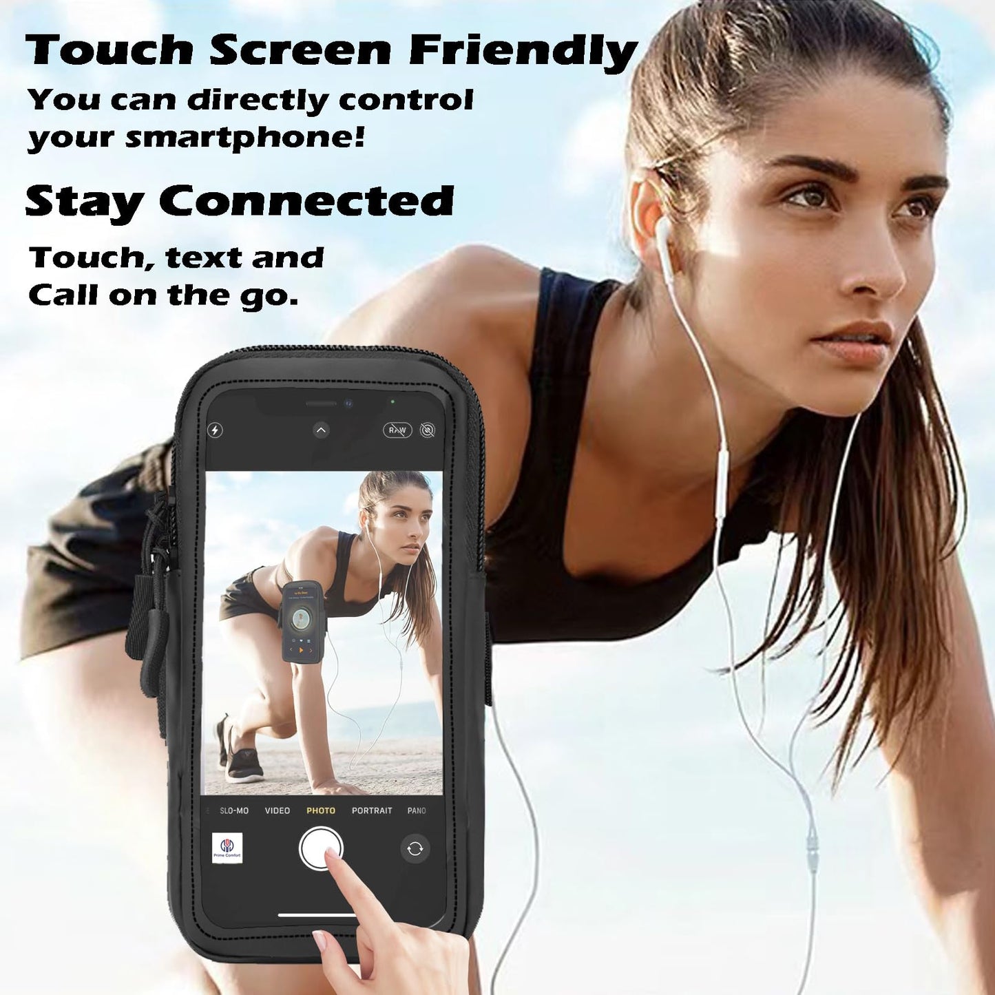 Phone Holder for Running, Walking, and Workout - Adjustable Arm Band Armband for iPhone and Cell Phones - Clear Crossbody Phone Pouch Purse with Strap for Women Men