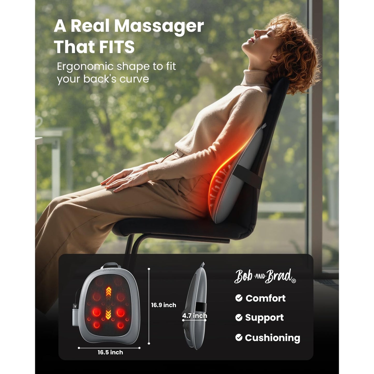 BOB AND BRAD Back Massager for Pain Relief Deep Tissue, FSA EZBack Pro Corded 4D Kneading Shiatsu Back Massager with Heat, HSA Eligible Up and Down Rolling Massage at Office Home, Gift for Man