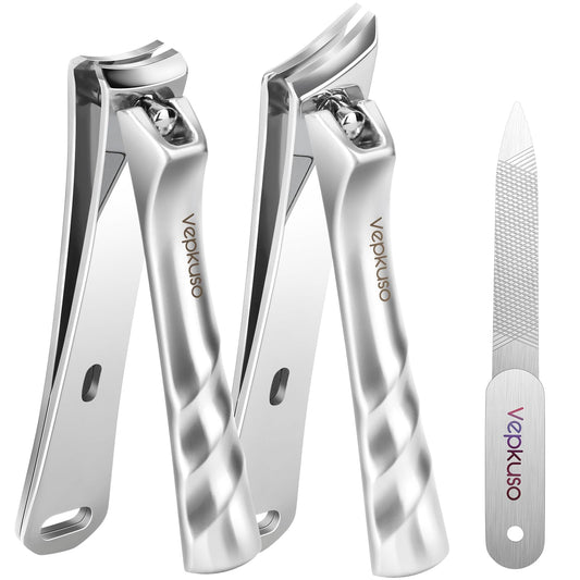 VEPKUSO Toenail Clippers for Thick Nails, Professional Nail Clippers Set with Catcher, Stainless Steel Heavy Duty Nail Cutter for Ingrown Toenails, Seniors, Men&Pregnant Women
