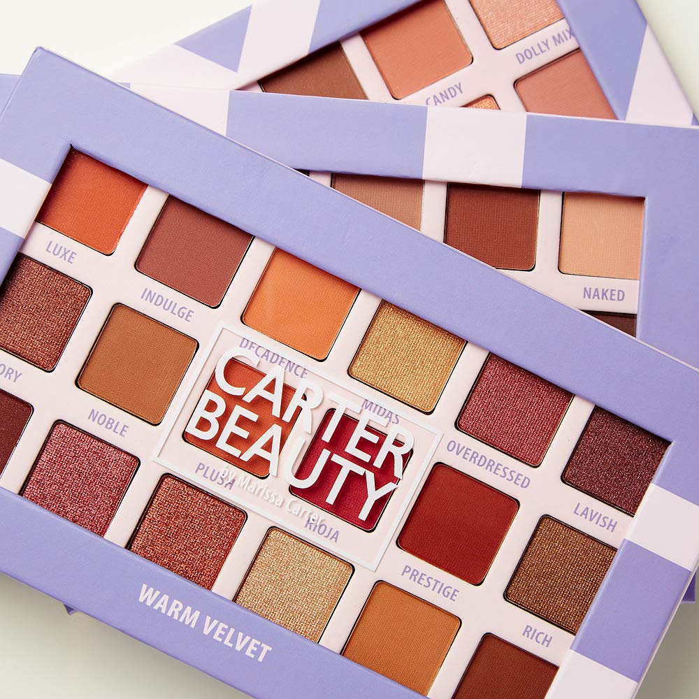 Carter Beauty by Marissa Carter 18 Shade Eyeshadow Palette | Long Lasting Eye Shadow Makeup | Shimmer & Matte Vibrant Colors (Warm Velvet)