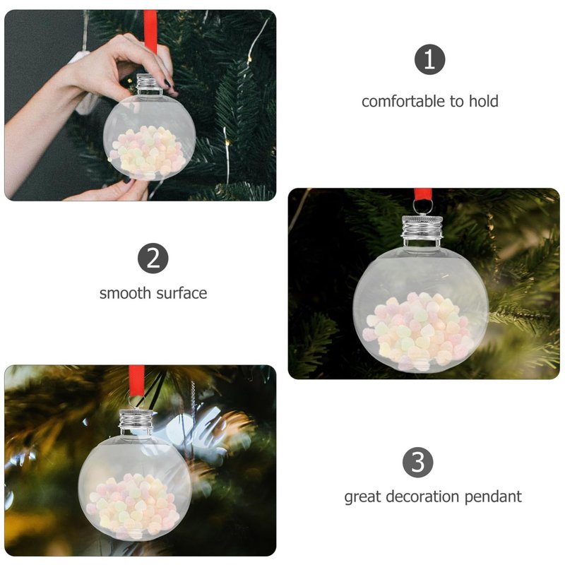 TOVINANNA 10pcs Round Plastic Bottle Shaped Christmas Ornaments Fillable Candy Tree Decorations