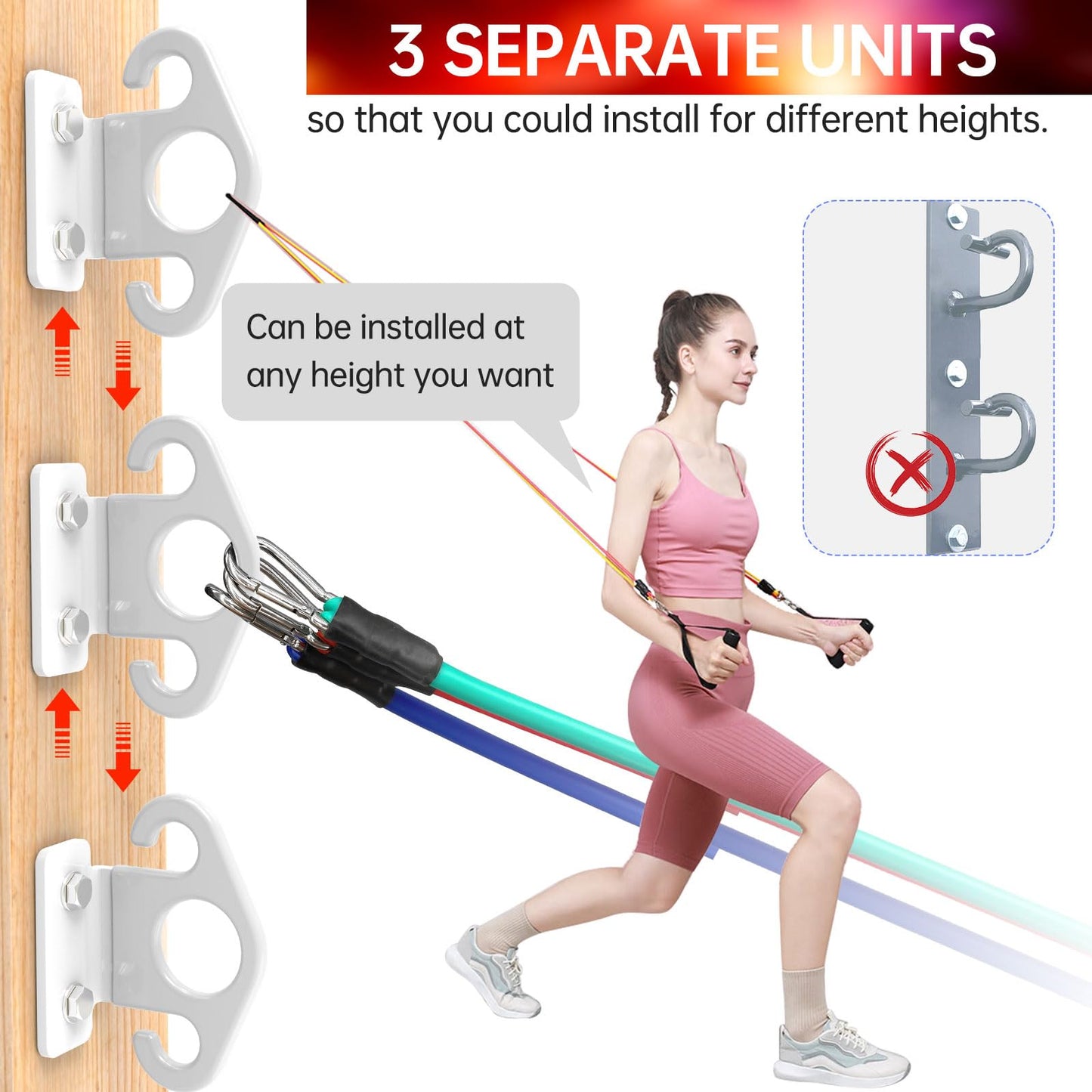 Resistance Band Wall Anchor,Resistance Band Hooks for Resistance Band Wall Mount, Workout Room Exercise Accessories, Wall Workout Equipment