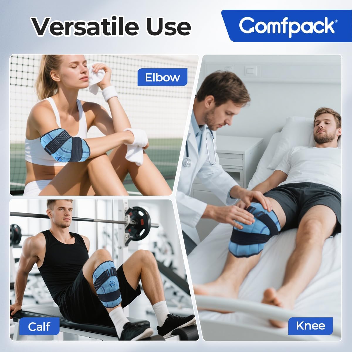 Comfpack Knee Ice Pack Wrap, 2 Hours Long Lasting Coldness Ice & Compression Therapy Flexible Ice Pack for Knee Replacement Surgery, Arthritis Pain, ACL, Swelling, Sports Injuries(23" × 10.3"")"