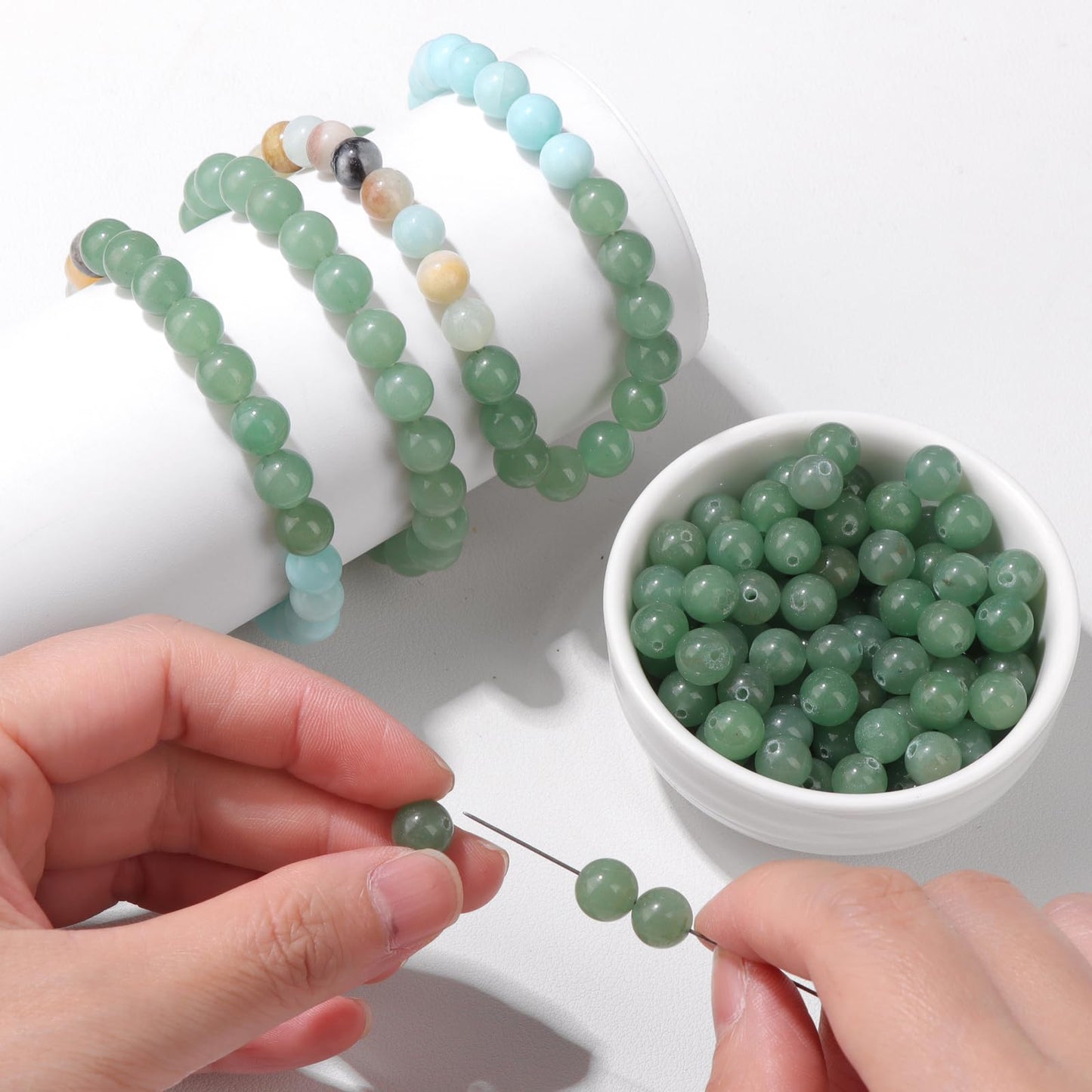 Risyfjew 100PCS 8mm Natural Green Aventurine Beads Gemstone Round Loose Beads for Jewelry Making Chakra Crystal Stone Beads for Bracelets Necklace Earrings Making Supplies (100pcs/Strand)