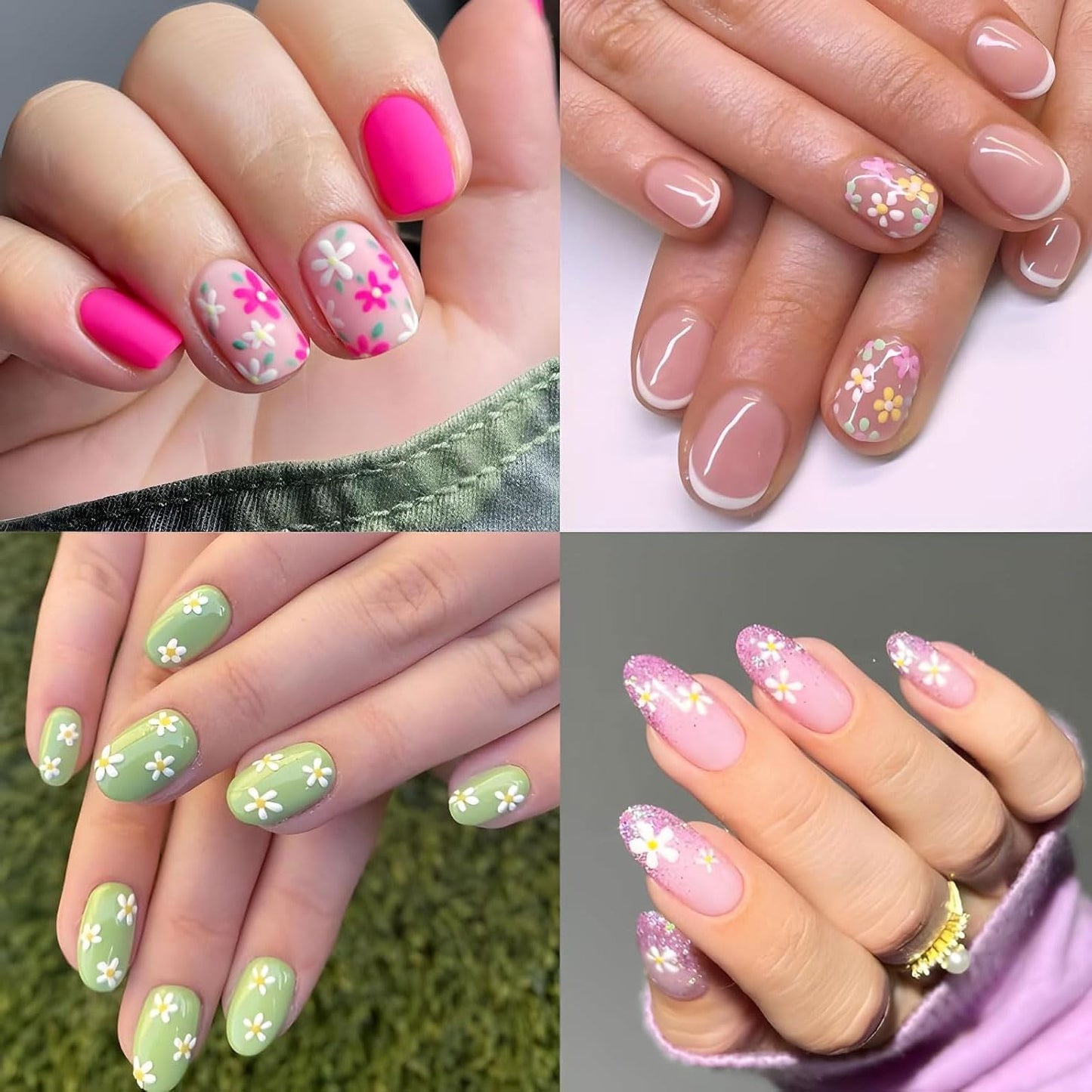 30 Sheets Flower Nail Art Stickers, 3D Self Adhesive Daisy Floral Heart Butterfly Nail Decals Design Supplies Decorations Accessories for Women and Girls