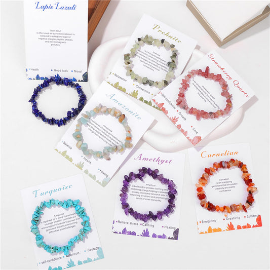 Lit Wall Fluorite Bracelet for Women: 5-8mm Raw Fluorite, Elastic Adjustable Size, Purple, Green, Clear Stones, Stretch Bracelet