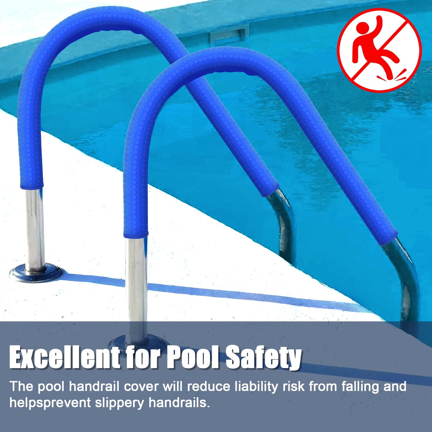 Pool Handrail Covers with Zippers 4 6 8 10 Ft Inground Swimming Pools Hand Rail Cover, Anti-Slip Cool Touch Heat Resistant, Royal Blue, Non Slip Swim Pool Railing Ladder Stair Handle Grip (10 Feet)