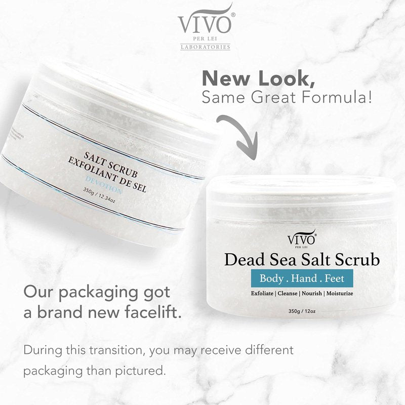 Vivo Per Lei Body Scrub - Exfoliating Body Scrub with Dead Sea Minerals - Dead Sea Salt Scrub for Hands & Legs - Body Exfoliant for a Supple Beach Body - 350 g/ 12.34 oz