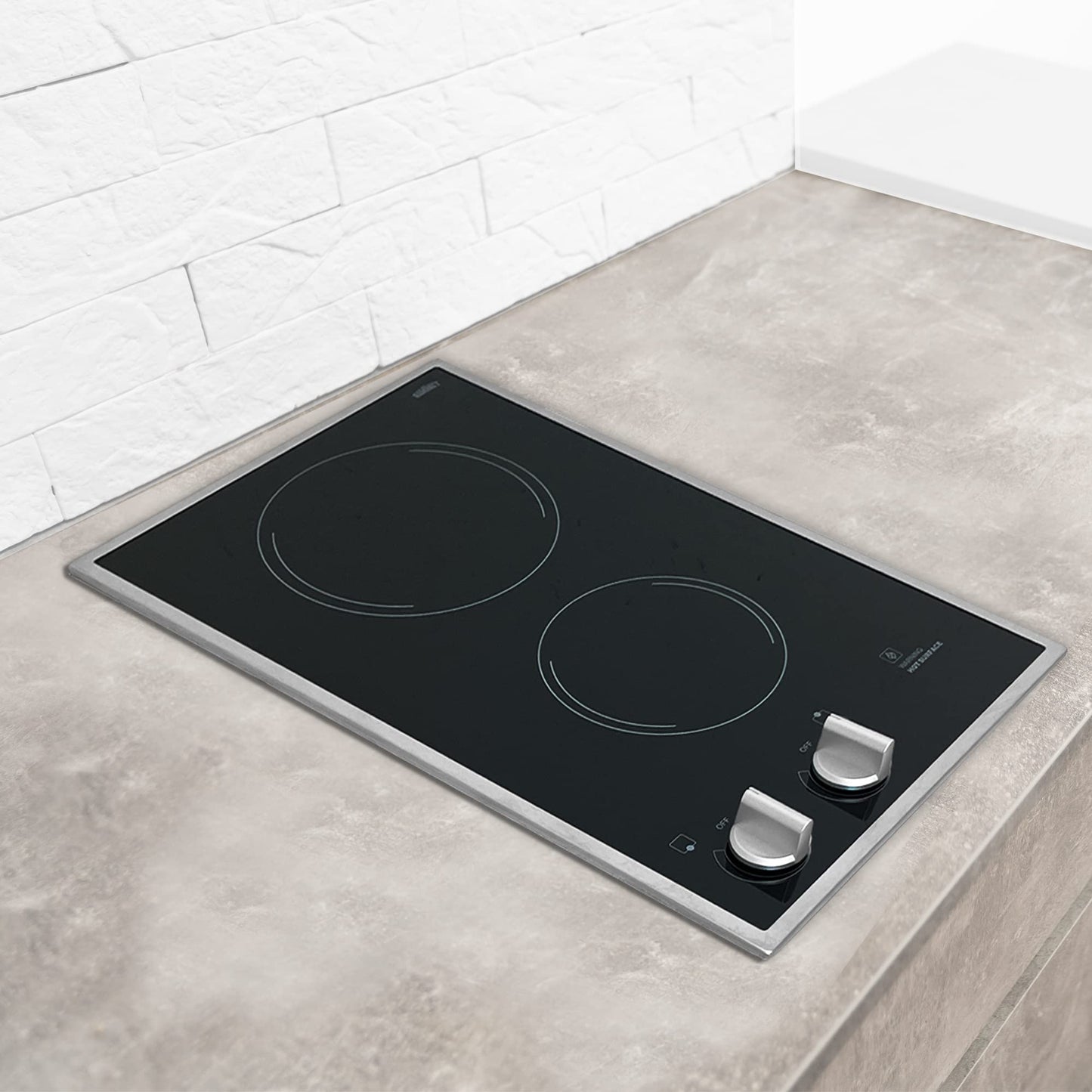 Summit CR2B12ST 12" Wide 115V 2-Burner Radiant Cooktop, Black Ceramic Glass, 1400W, ADA Compliant, Safety Heat Indicator, Easy to Clean, Cord Included, Hotel Suites, Extended Stay, Apartments, House