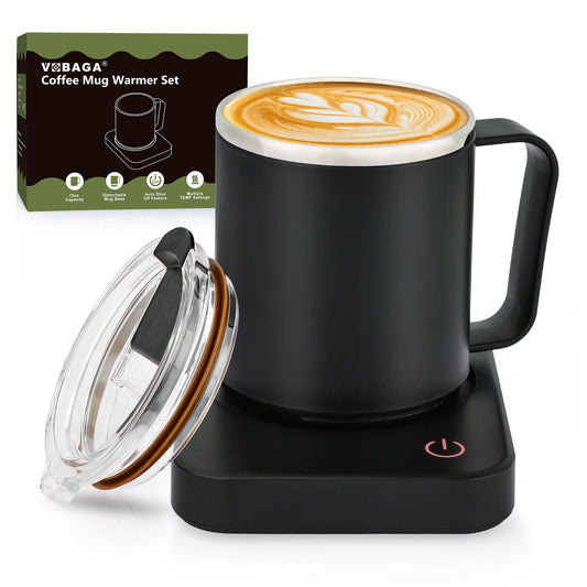 VOBAGA Coffee Mug Warmer Set with Auto Shut Off, 15 oz Coffee Mug Gift Set & 3 Temperature Settings Home Office Desk Accessories