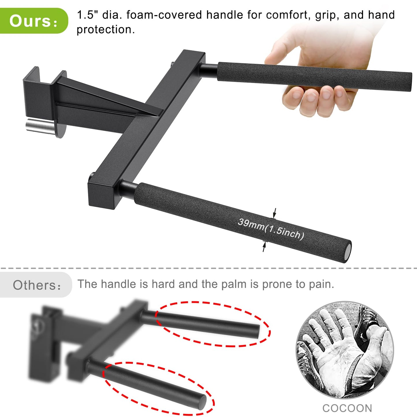 Kipika Y-Shaped Dip Bar for 2" x 2"" Power Cage with 5/8"" or 1"" Hole - Dip Bar Attachments for Home Gym - Heavy Duty Power Rack Attachments - 2"" x 2"" Squat Rack Accessories for Strength Training"