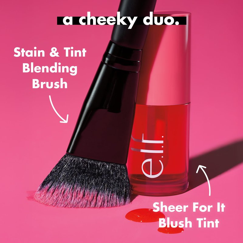 e.l.f. Sheer For It Blush Tint, Multi-Use, Long-Lasting Lip & Cheek Makeup, Creates A Natural Flush Finish, Vegan & Cruelty-Free, Left On Red