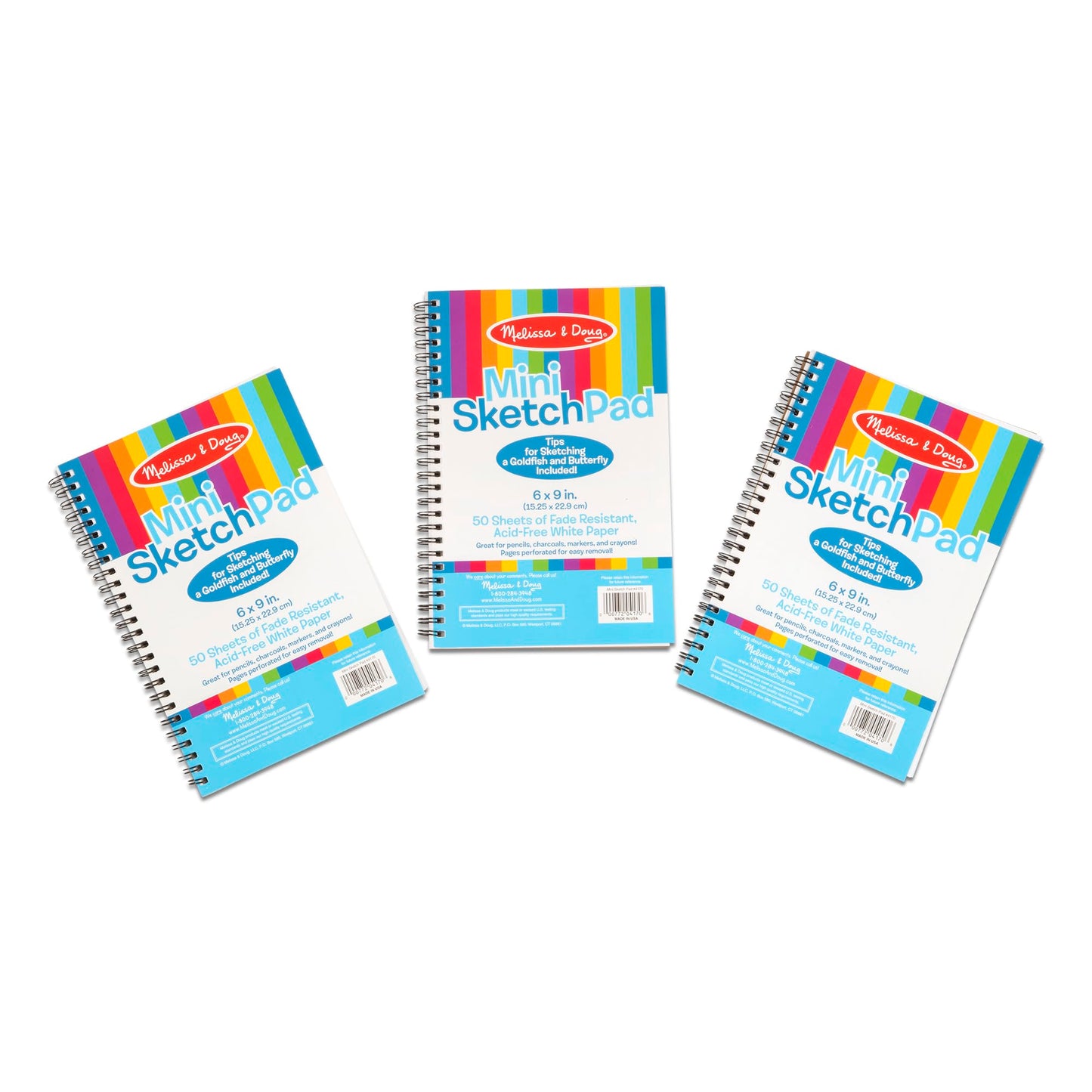 Melissa & Doug Drawing Paper, Sketch Pad, 3-Pack Bundle for Coloring, Writing or Painting (6 x 9 inches) - 50 Sheets Each, Kids Drawing Pad & Art Supplies for Kids Ages 3+