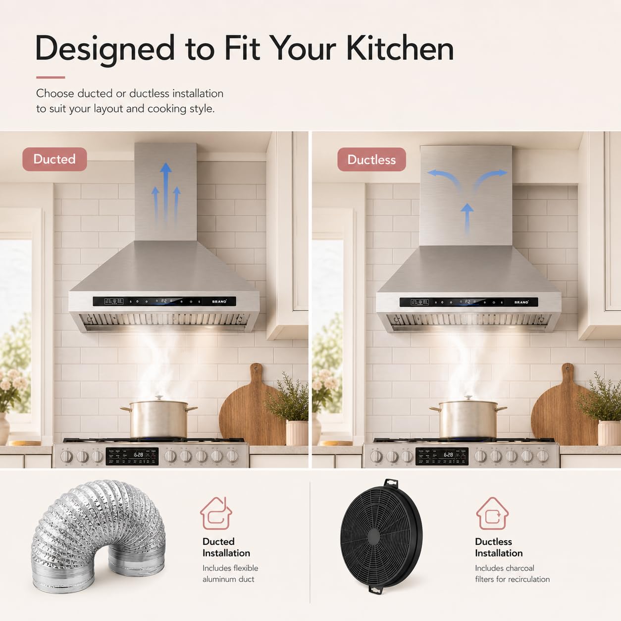 30 Inch Wall Mount Range Hood,900 CFM Kitchen Vent Hood,Kitchen Chimney Vent Stainless Steel with Voice Control/Gesture Sensing/Touch Control Switch Panel, 2 Pcs Adjustable Lights