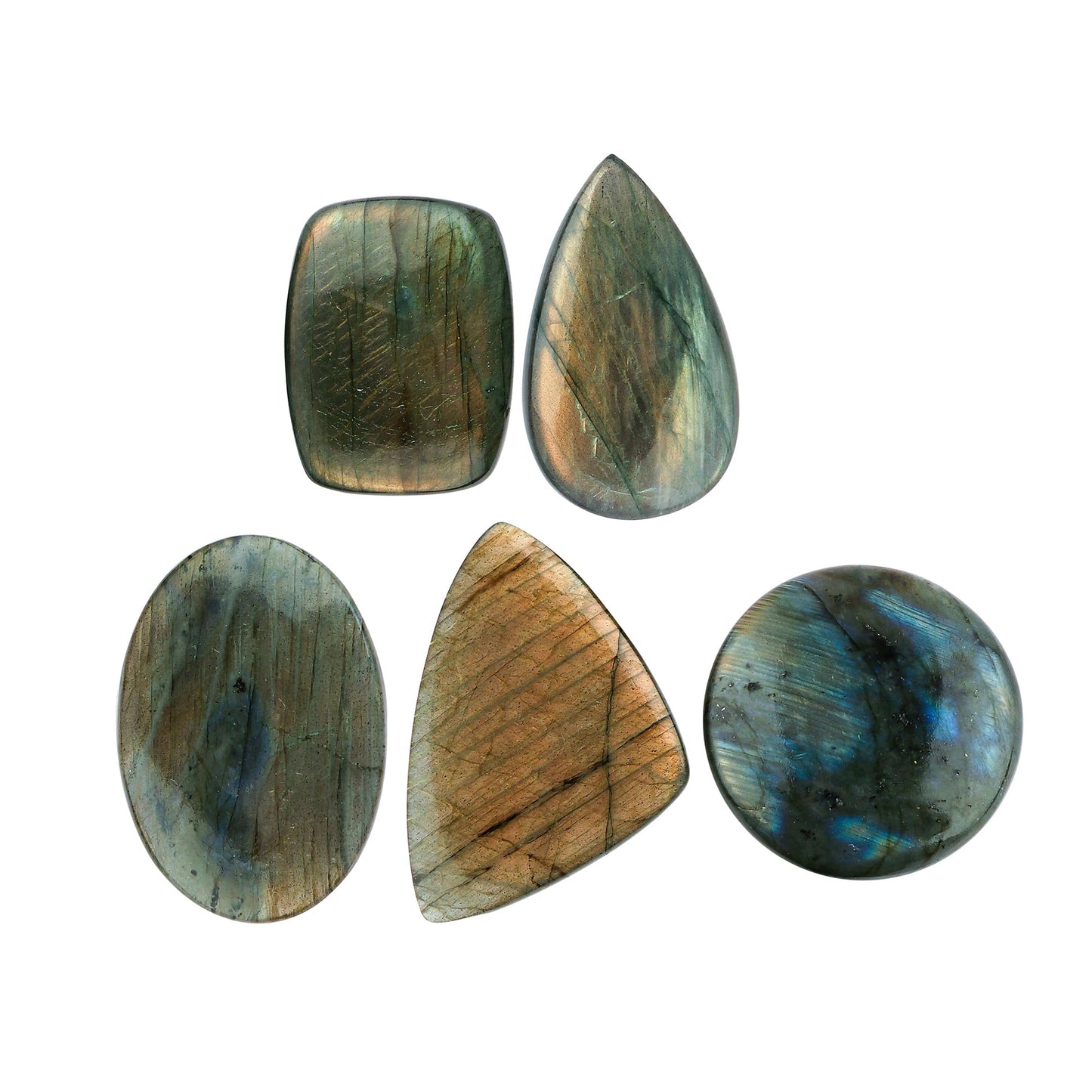 CRYSTALIS Big 5pcs, 25-30+mm, Natural Labradorite Mix Shape Loose Gemstone Wholesale Bulk Cabochons Jewelry Making Supply, Chakra Healing Polished Stones, Wire Wrapping, DIY, Gem Collection