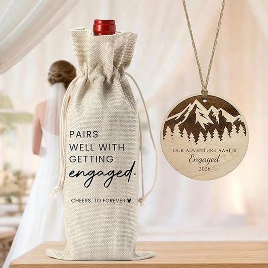 Engaged Gifts Engagement Gifts for Couples Her, Engagement Party Decorations for Women Couple Bride Our Adventure Awaits Engaged Wine Bag Acrylic Ornament 2026