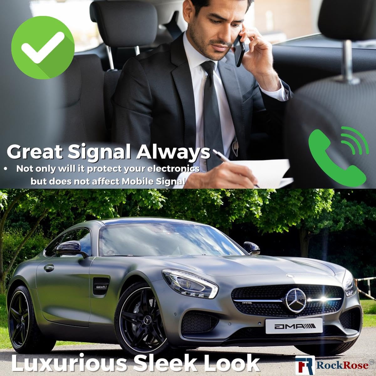 RockRose 70% Air Nano Ceramic Car Window Tint 40 in x 100FT 2PLY Charcoal Privacy Film Heat, UV 99%, and IRR 93% to 95% for Auto or Home Adhesive Film Easy Shrink, Plotter Friendly