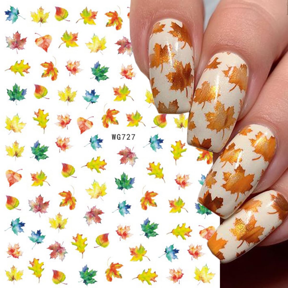 8 Sheets Fall Nail Stickers for Nail Art Autumn Thanksgiving Nail Art Stickers 3D Self-Adhesive Pumpkin Turkey Nail Design Stickers Pegatinas Uñas Maple Leaf Nail Decals for Women Girls DIY Manicure