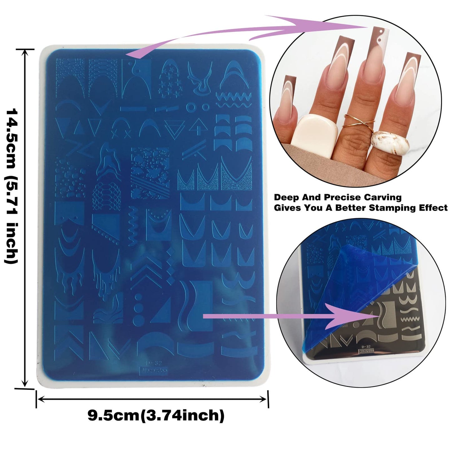 Swirl French Line Nail Stamping Plates French Tip Nail Stamp Plate Geometric Wave Stripes Snake Flower Nail Art Stamper Stencils Printing Template 2pcs Large Stainless Steel Nail Art Tools 14.5×9.5cm
