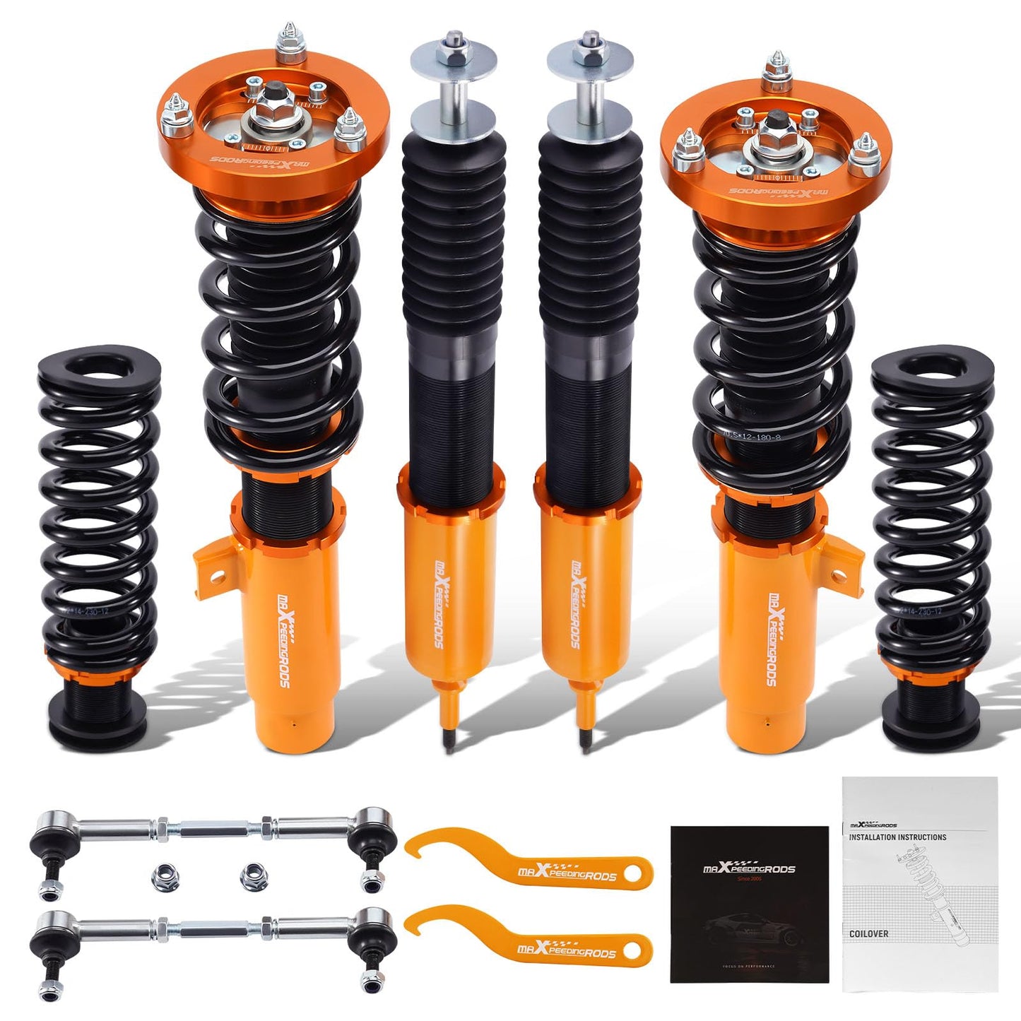 maXpeedingrods Coilovers for BMW 3 Series E90 RWD 2004-2011, for BMW E91 RWD 2004-2012, for E92 RWD 2005-2013, for E93 RWD 2006-2013, Height Adjustable Coilovers Suspension Lowering Kits Gold