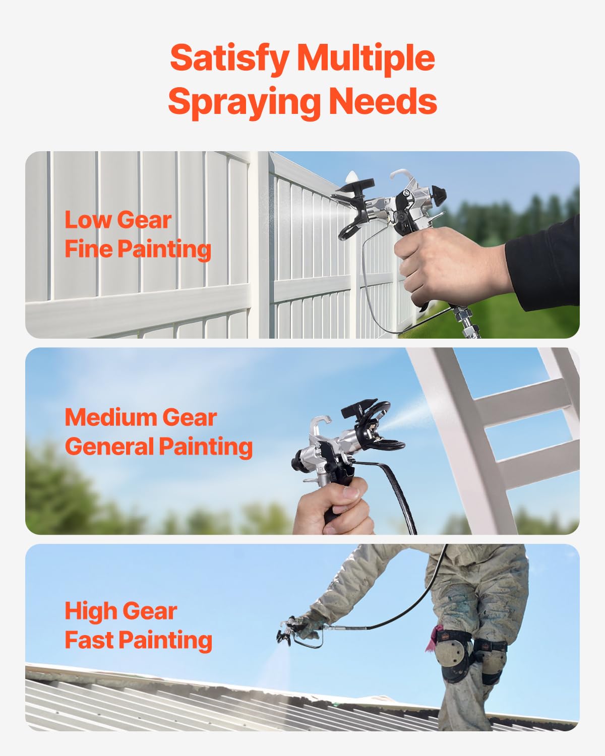 VEVOR Stand Airless Paint Sprayer with Cart, 950W 3000PSI High Efficiency Electric Airless Sprayer, Fine and Even Painting Effect, Paint Sprayers for Home Interior and Exterior Furniture and Fences