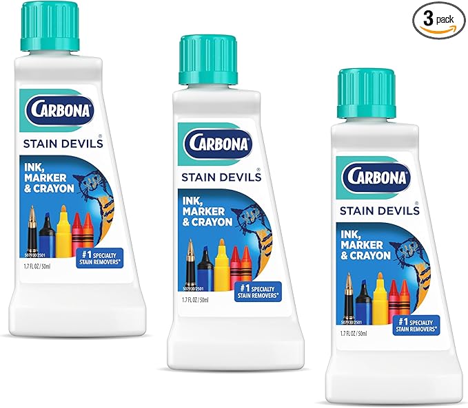 Carbona Stain DevilsÂ® #3 | Ink, Marker & Crayon | Professional Strength Laundry Stain Remover | Multi-Fabric Cleaner | Safe On Skin & Washable Fabrics | 1.7 Fl Oz, 3 Pack