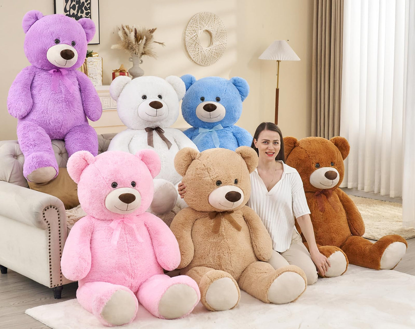 Toys Studio Ultra Soft Teddy Bear 51 inch Giant Stuffed Animal Large Stuffed Bear Plush Toy for Girls Mother's Day Valentines Gifts Christmas Kids Baby Shower, Purple