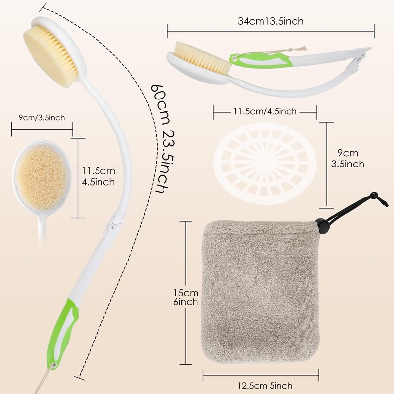 Xorinija Bendable and Foldable Bath Brush, Specifically Designed as a 23 * 3.5-inch Back-Cleaning Brush, is Suitable for Use by People of All Genders and Ages.