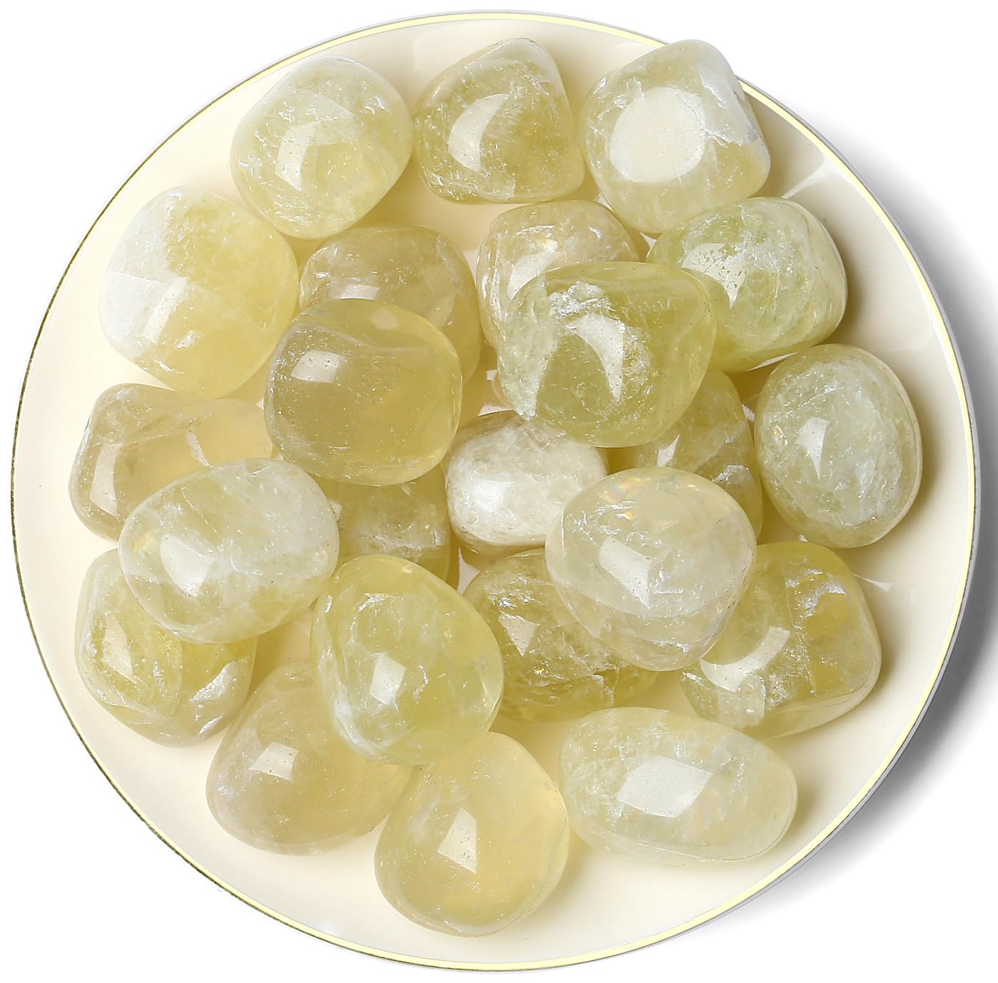 QINJIEJIE Citrine Polished Stones Tumbled Crystals Bulk Gemstones Healing Crystal Rocks Quartz Set Decorative Landscape Stone Natural Reiki Gem for Vase Filler Home Decoration Beginner Gift 0.5 LBS