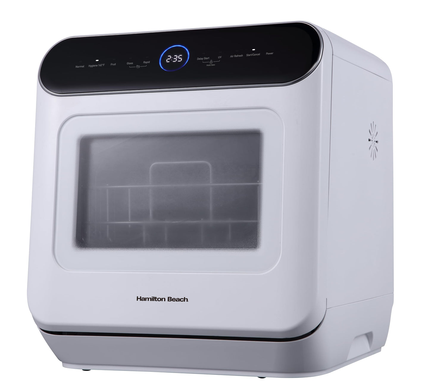 Hamilton Beach Portable Countertop Dishwasher No Hookup Unit with 6-Liter Water Bank for Tabletop, Apartment, or RV, Compact Dishwashing and Drying Machine, Delay Timer, Rapid Cleaning