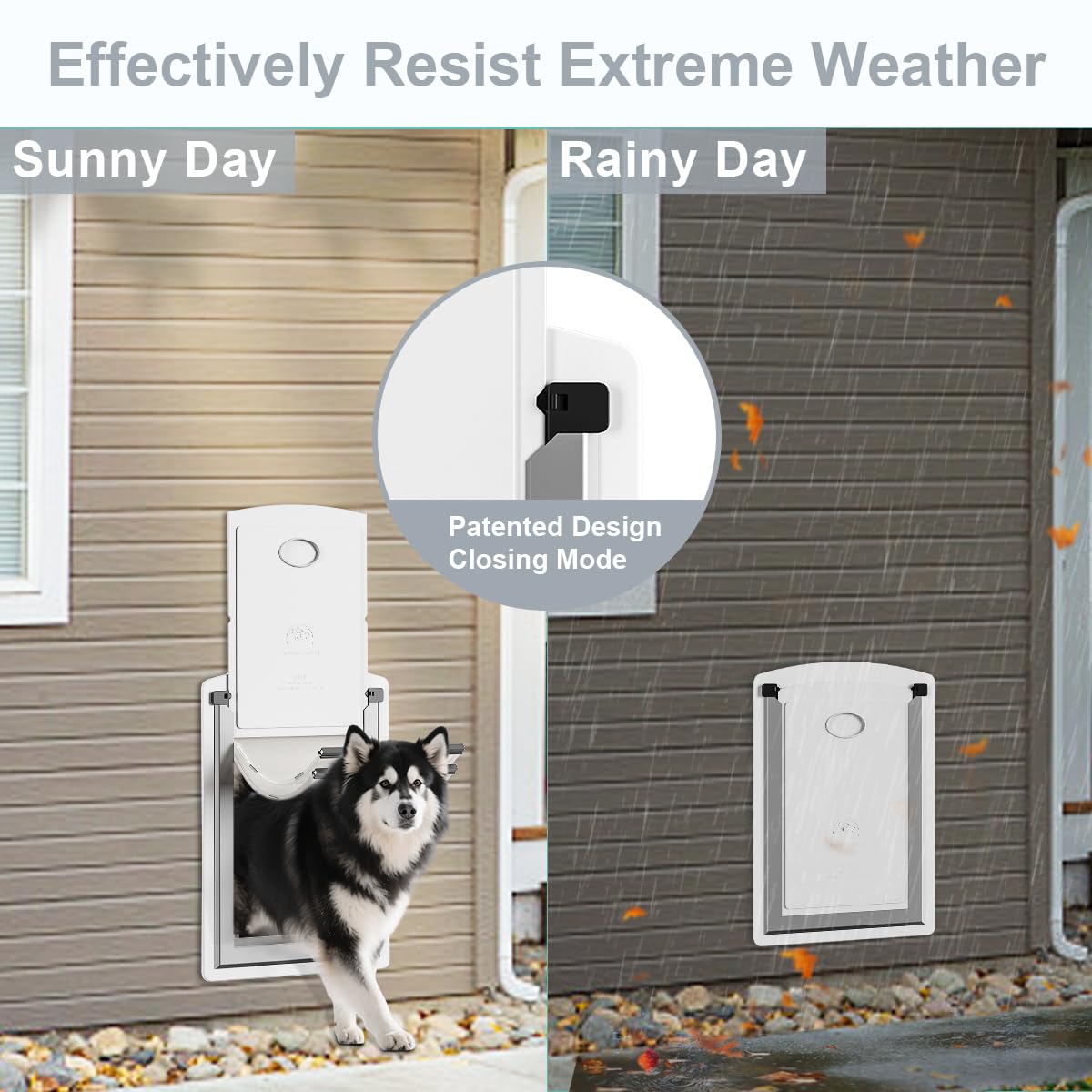 Decormax Dog Door for Wall, Steel Dog Door with Telescoping Tunnel, Weatherproof Pet Door with Two Sliding Lock Panels and Magnetic Flaps, Easy to Install, White, X-Large