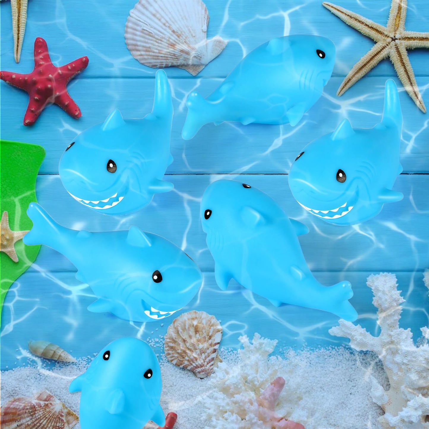 Mototo 120 Pieces Rubber Shark Toys Bulk, Cute Bath Squishy Toys Small Swimming Bathtub Pool Kids Play for Shark Week Themed Box Goodie Bags Treasure Hunt Carnival Cruise Birthday Party Favor, Blue