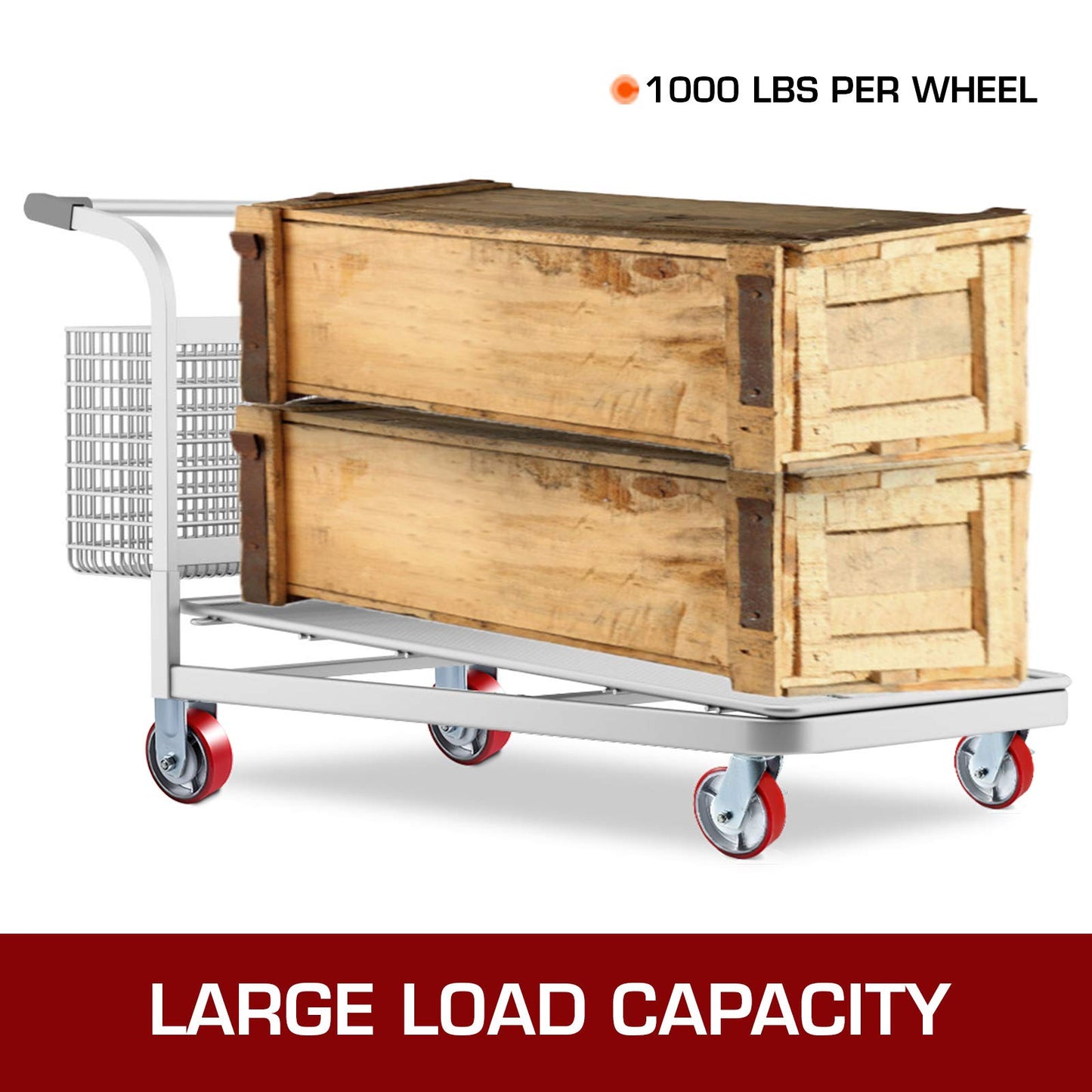 VEVOR Caster Wheels Set of 4, 6" Heavy Duty Casters (2 Rigid and 2 Swivel Casters with Side Brake) Polyurethane Iron Core Plate 4000LBS Capacity"