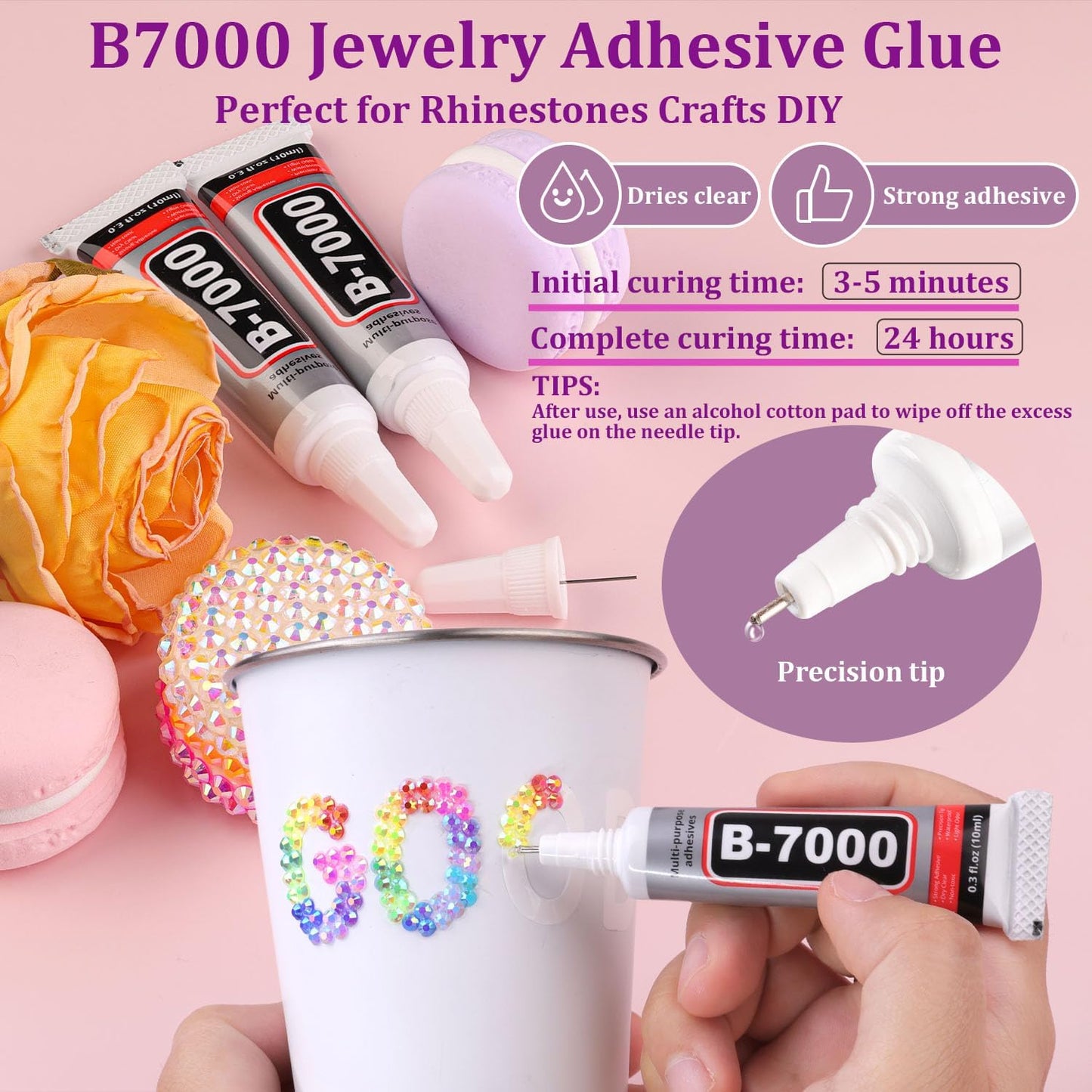 2 Boxes Resin Rhinestones with Tweezers for Crafting, 30000Pcs Mixed-Color 3/4/5mm Bedazzling Crystal with 3Pcs 10ml B7000 Jewelry Glue for DIY Crafts Clothing Tumblers Shoes Fabric Nail Art