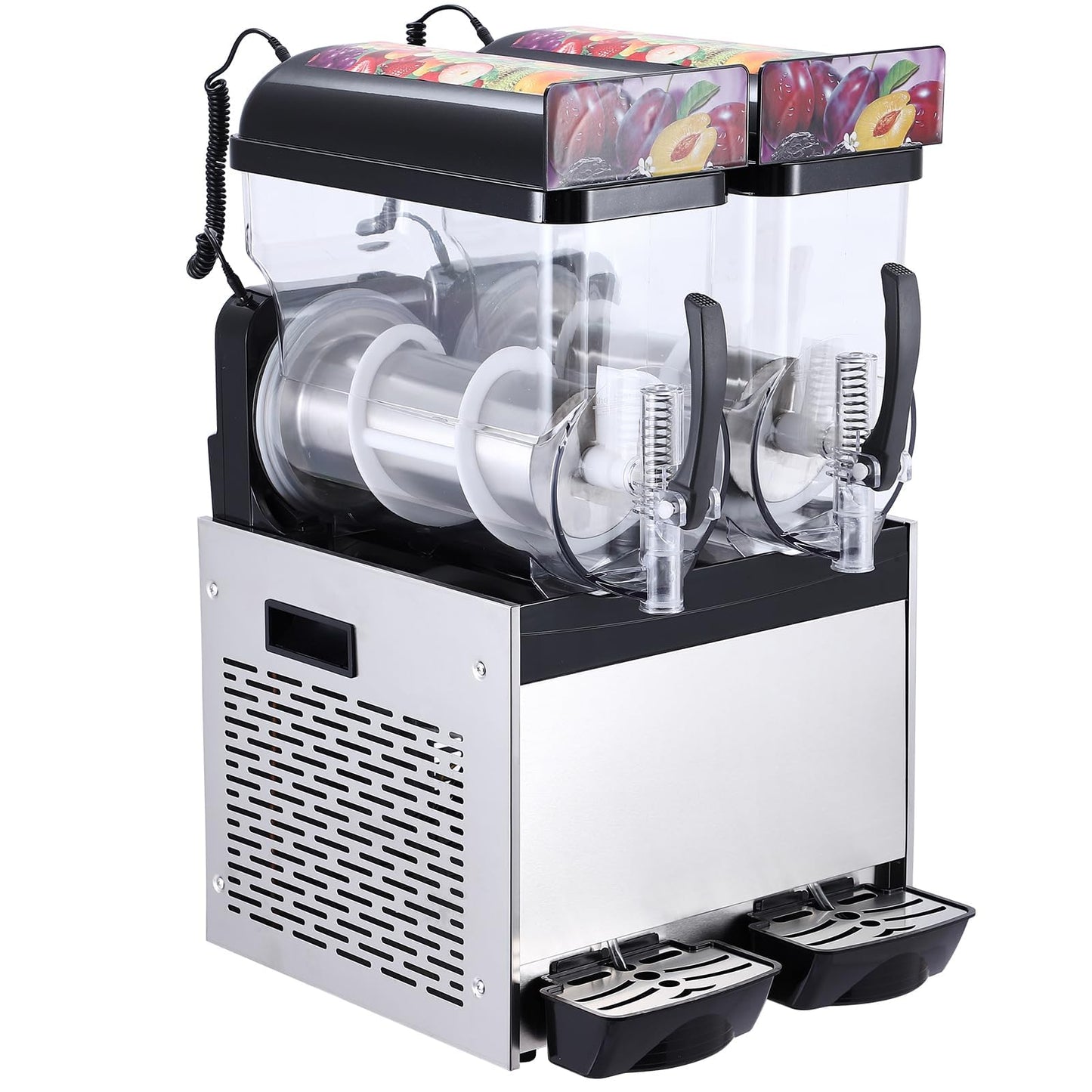 PeacefulHues Commercial Slushy Machine Frozen Drink Machine, Double Tank 12l 700w Stainless Steel, Margarita Wine Slush Smoothies Maker for Restaurant Bar Party