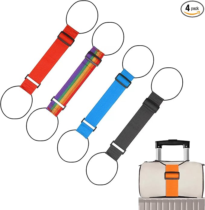 4PCS Luggage Straps for Suitcase, Adjustable Elastic Luggage Connector Straps, Multi-Functional Durable Travel Packing Straps for Securing Bags, Backpacks & Accessories