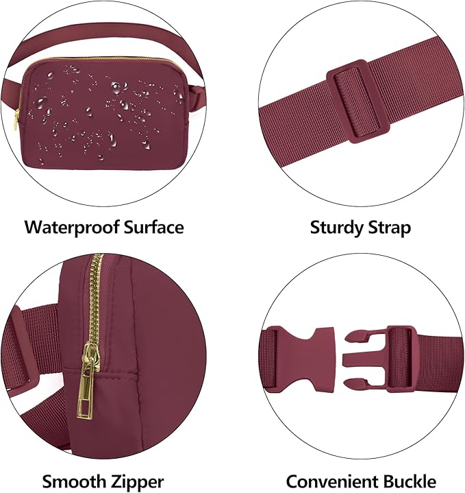 VOROLO Fanny Pack For Women And Men Crossbody Bag Belt Bag with Adjustable Strap Graduation Gifts Wine Red