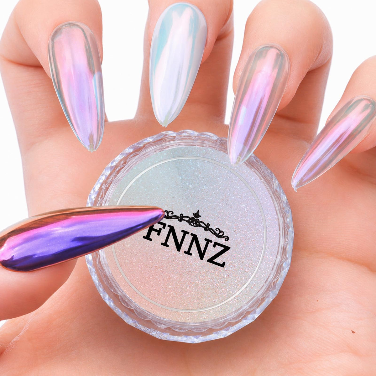 FNNZ Chrome Nail Powder, Aurora Mirror Effect Unicorn Chrome Nail Powder, Mermaid Nail Chrome Powder for Nail Art Decoration, Light-Changing Pigment Dust Nail Chrome Powder for Women - Summer Violet