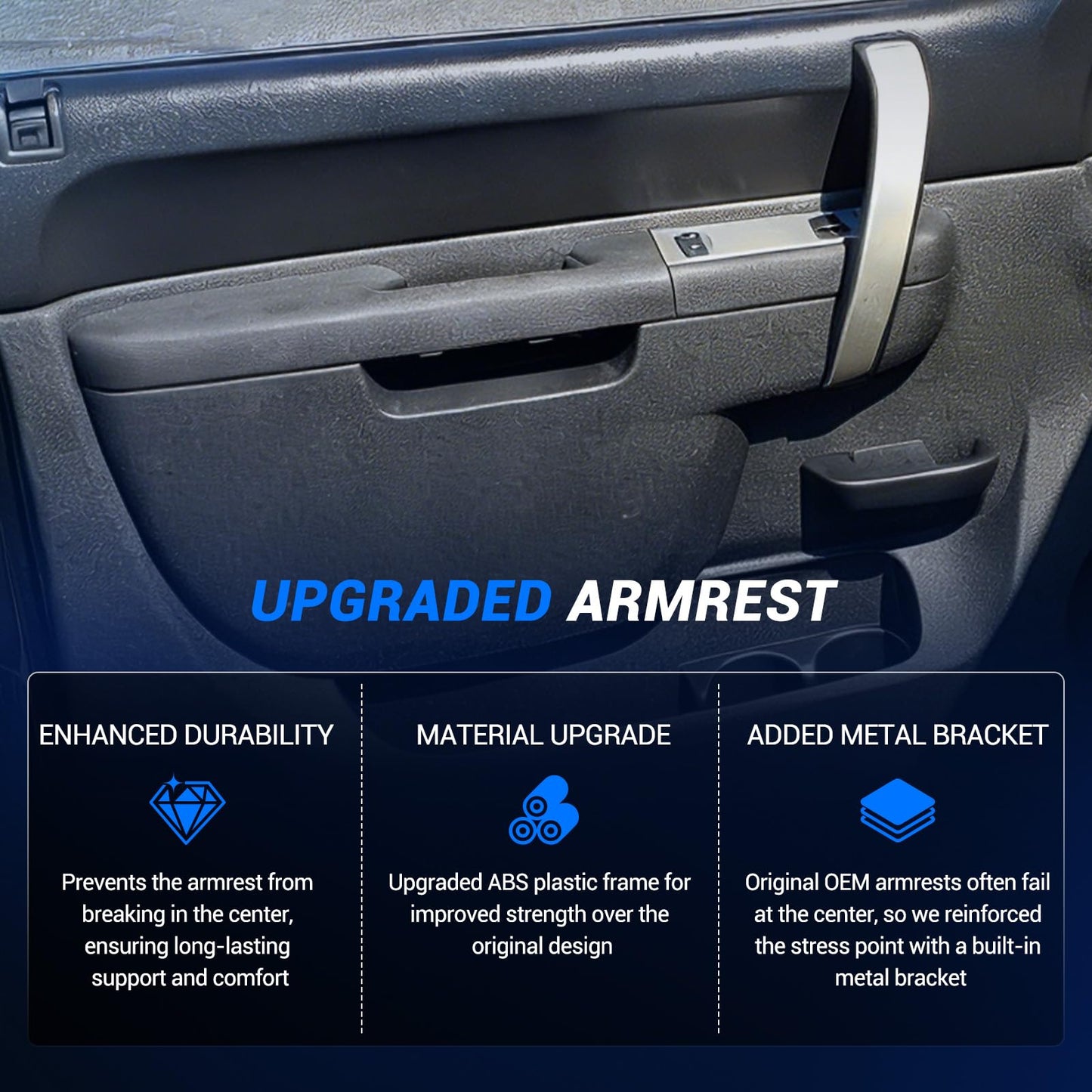 KUTTOLE Front Left Driver & Right Passenger Side Armrest Repair Kit Fit for Chevy Silverado & GMC Sierra 1500 2010-2013, Silverado & GMC Sierra 2500HD 3500HD 2010-2014, Black