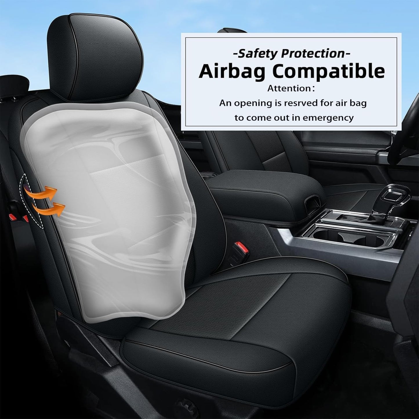 AOMSAZTO Seat Covers for Ford F150 XL XLT: 2015-2024 2025 SuperCrew & F250 F350 F450 2017-2024 Super Duty Crew Cab XL XLT, Custom Fit Full Set Faux Leather Black