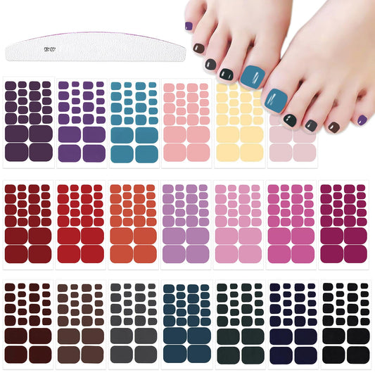 JERCLITY 440 Pieces 20 Sheets Pink Brown Toenail Polish Strips for Women Nail Art Wraps Toe Nail Stickers Full Nail Wraps for Toes Nail Polish Stickers for Toenails