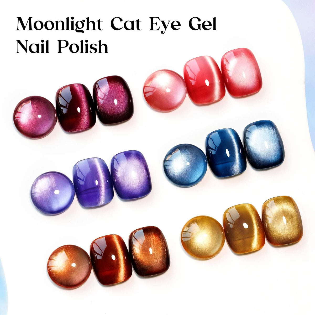MIZHSE Cat Eye Gel Nail Polish Set, Fall Winter 6 Colors Moonlight Ceramic Magnetic Gel Nail Polish with Magnet Stick, Trendy Glassy Salon Gel Polish Kit Gift Set DIY at Home