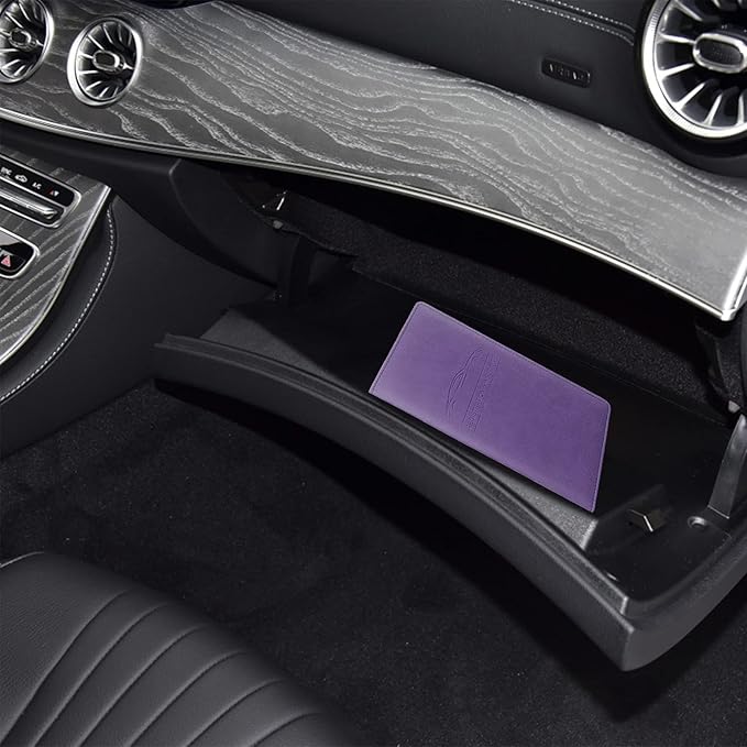 LumiMokki Premium Car Registration & Insurance Card Holder with Magnetic Shut, Vehicle Glove Box Car Organizer - For Documents, Cards, License (Purple)
