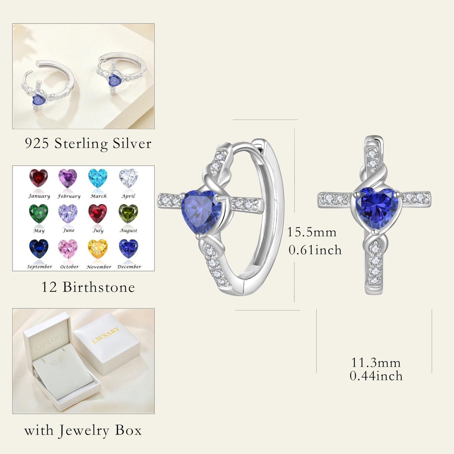 Lwsary Infinity Cross Jewelry Set for Women Tanzanite Necklace & Earrings & Bracelet December Birthstone Jewelry