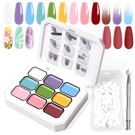 U-Shinein Gradient Painting Gel, 9 Bright Colors Ombre Gel Nail Polish Light Pink Blue Summer Kit Sponging for Pigment Pat Kit Aura Nails French Manicure Soak Off UV Bloom Summer Set